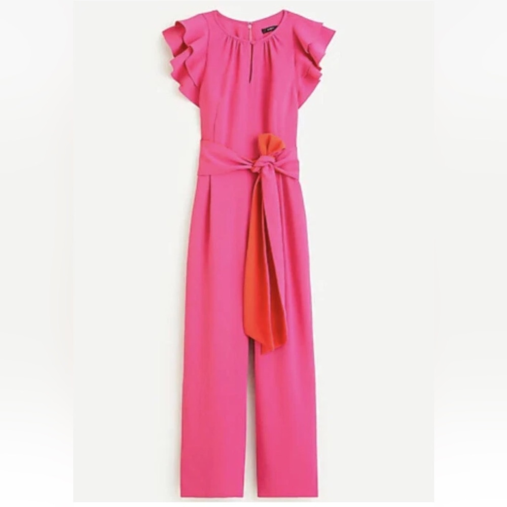 J. Crew Pink Ruffle Sleeve Jumpsuit size 2
